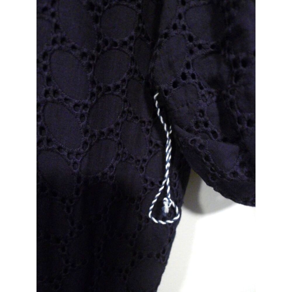 Draper James Eyelet Belted Puff Sleeve Romper  - Navy M - Picture 6 of 9